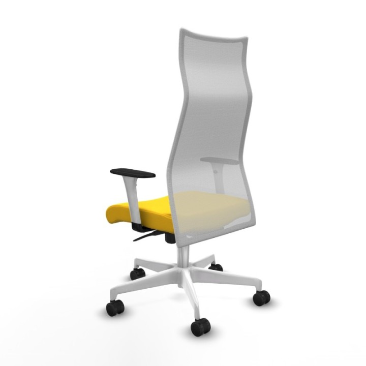 Albacete malla sincro malla blanca similpiel amarillo brazos blancos base blanca ruedas 65 mm nailon