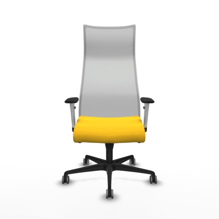 Albacete malla sincro malla blanca similpiel amarillo brazos blancos base nailon ruedas 65mm engomadas