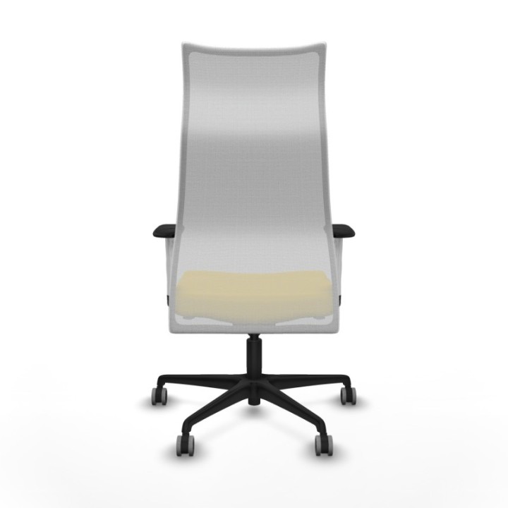 Albacete malla sincro malla blanca similpiel amarillo brazos blancos base nailon ruedas 65mm engomadas