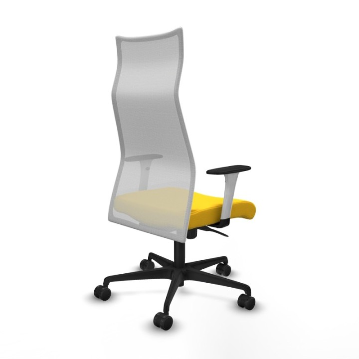 Albacete malla sincro malla blanca similpiel amarillo brazos blancos base nailon ruedas 65 mm nailon