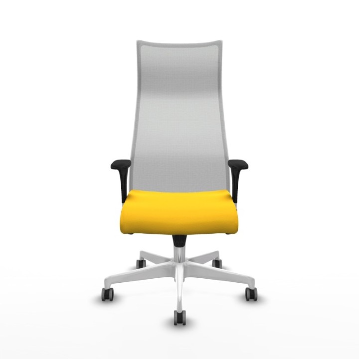 Albacete malla sincro malla blanca similpiel amarillo brazos 1D base blanca ruedas 65mm engomadas