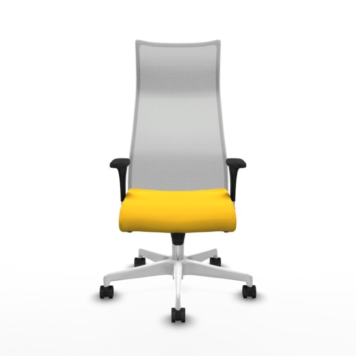 Albacete malla sincro malla blanca similpiel amarillo brazos 1D base blanca ruedas 65 mm nailon