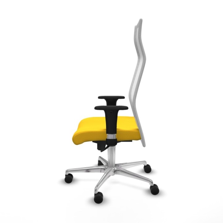 Albacete malla sincro malla blanca similpiel amarillo brazos 1D base aluminio ruedas 65 mm nailon