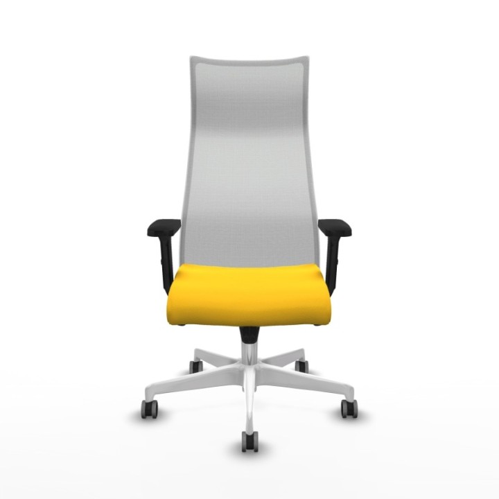 Albacete malla sincro malla blanca similpiel amarillo brazos 2D base blanca ruedas 65mm engomadas