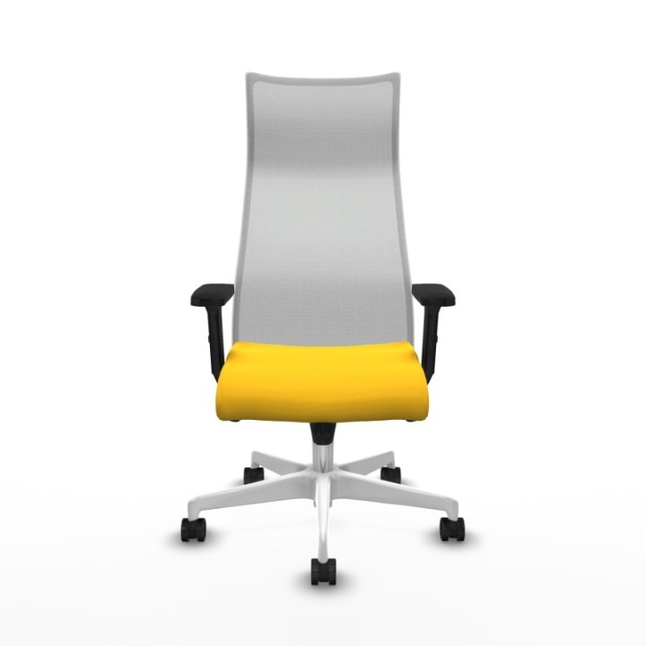 Albacete malla sincro malla blanca similpiel amarillo brazos 2D base blanca ruedas 65 mm nailon