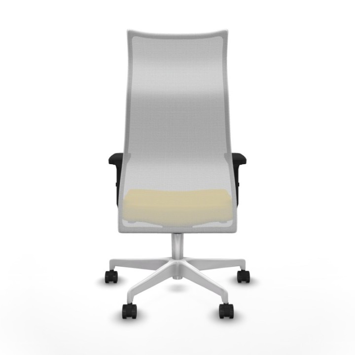 Albacete malla sincro malla blanca similpiel amarillo brazos 2D base blanca ruedas 65 mm nailon