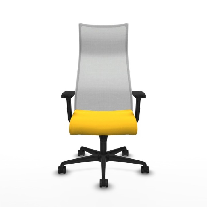 Albacete malla sincro malla blanca similpiel amarillo brazos 2D base nailon ruedas 65 mm nailon