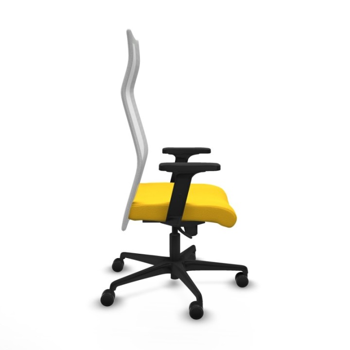 Albacete malla sincro malla blanca similpiel amarillo brazos 2D base nailon ruedas 65 mm nailon