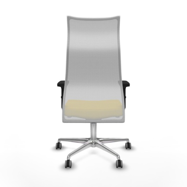 Albacete malla sincro malla blanca similpiel amarillo brazos 2D base aluminio ruedas 65mm engomadas