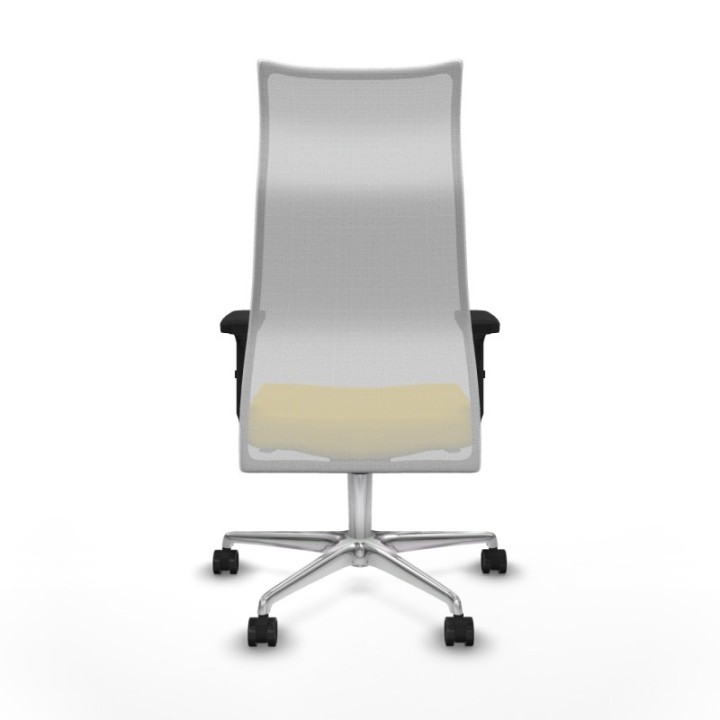 Albacete malla sincro malla blanca similpiel amarillo brazos 2D base aluminio ruedas 65 mm nailon