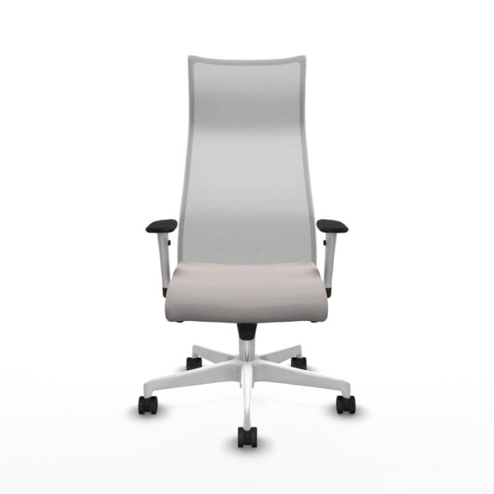 Albacete malla sincro malla blanca similpiel blanco brazos blancos base blanca ruedas 65 mm nailon