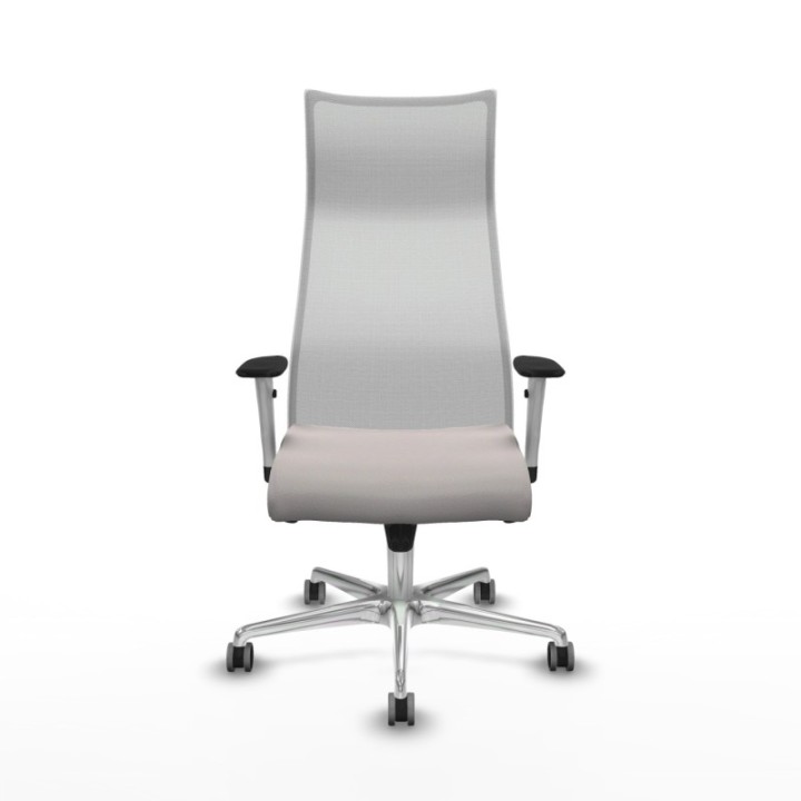 Albacete malla sincro malla blanca similpiel blanco brazos blancos base aluminio ruedas 65mm engomadas