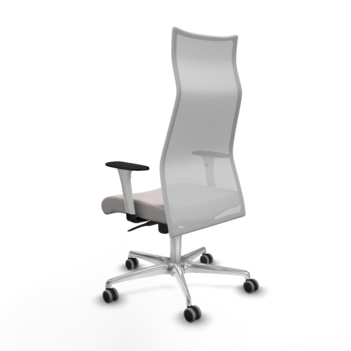 Albacete malla sincro malla blanca similpiel blanco brazos blancos base aluminio ruedas 65mm engomadas