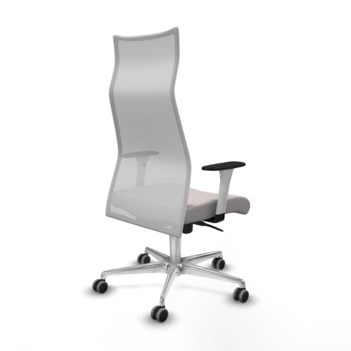 Albacete malla sincro malla blanca similpiel blanco brazos blancos base aluminio ruedas 65mm engomadas