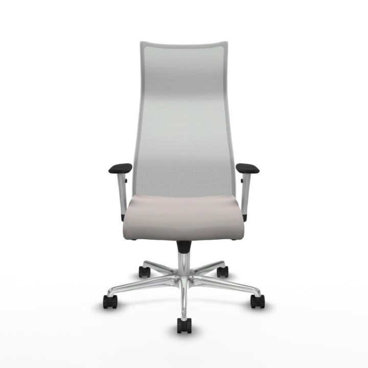 Albacete malla sincro malla blanca similpiel blanco brazos blancos base aluminio ruedas 65 mm nailon