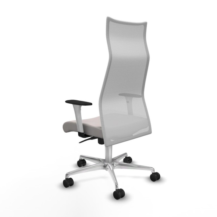 Albacete malla sincro malla blanca similpiel blanco brazos blancos base aluminio ruedas 65 mm nailon