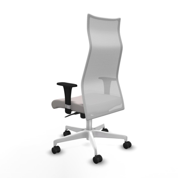 Albacete malla sincro malla blanca similpiel blanco brazos 1D base blanca ruedas 65 mm nailon