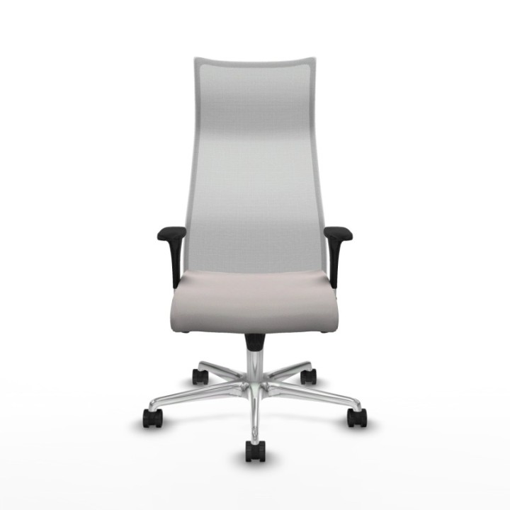 Albacete malla sincro malla blanca similpiel blanco brazos 1D base aluminio ruedas 65 mm nailon