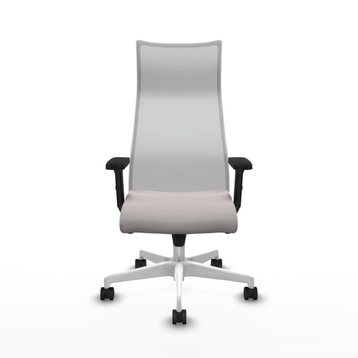 Albacete malla sincro malla blanca similpiel blanco brazos 2D base blanca ruedas 65 mm nailon