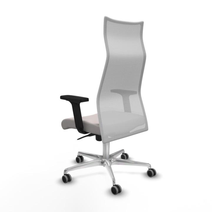 Albacete malla sincro malla blanca similpiel blanco brazos 2D base aluminio ruedas 65mm engomadas