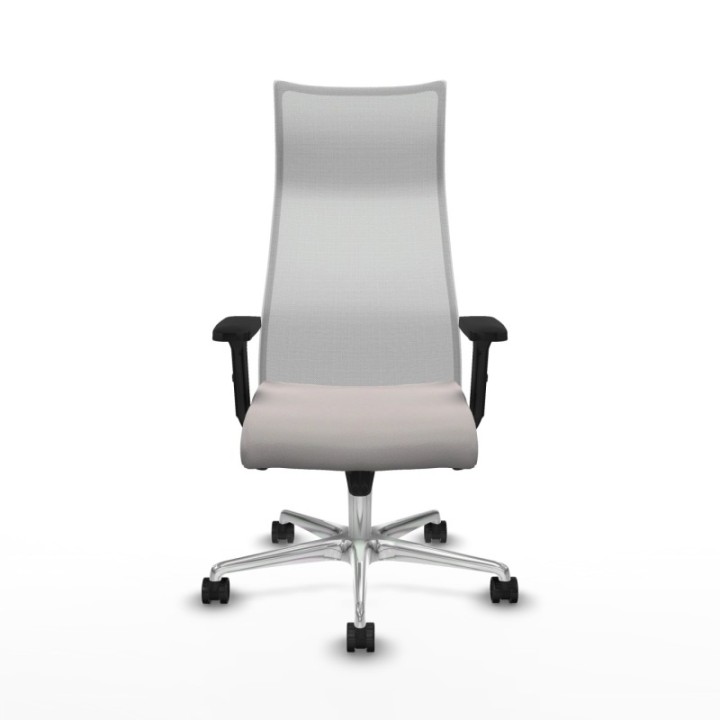 Albacete malla sincro malla blanca similpiel blanco brazos 2D base aluminio ruedas 65 mm nailon