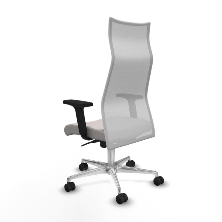 Albacete malla sincro malla blanca similpiel blanco brazos 2D base aluminio ruedas 65 mm nailon