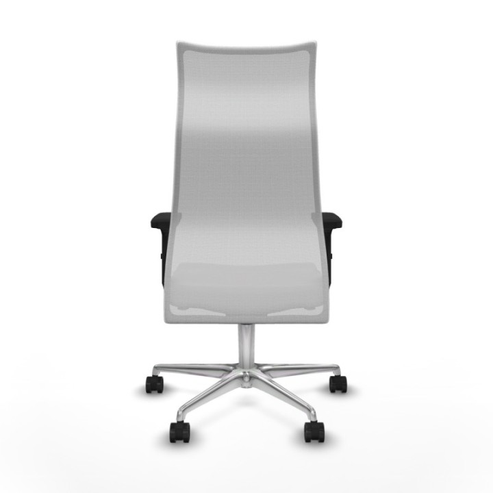 Albacete malla sincro malla blanca similpiel blanco brazos 2D base aluminio ruedas 65 mm nailon