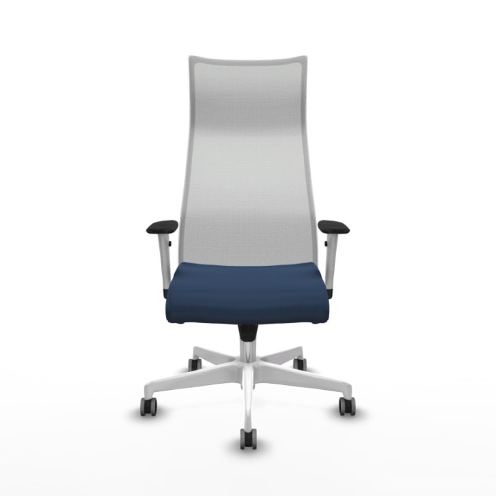 Albacete malla sincro malla blanca similpiel azul marino brazos blancos base blanca ruedas 65mm engomadas