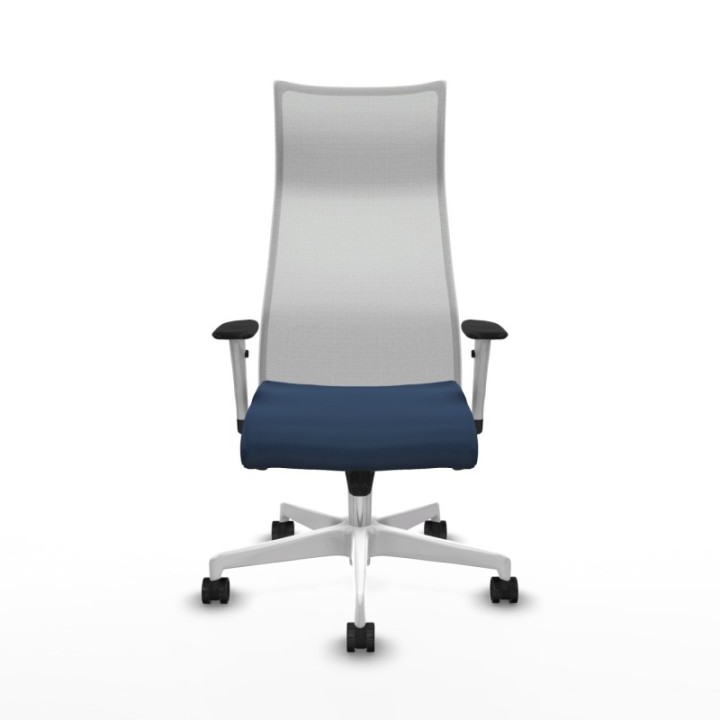 Albacete malla sincro malla blanca similpiel azul marino brazos blancos base blanca ruedas 65 mm nailon