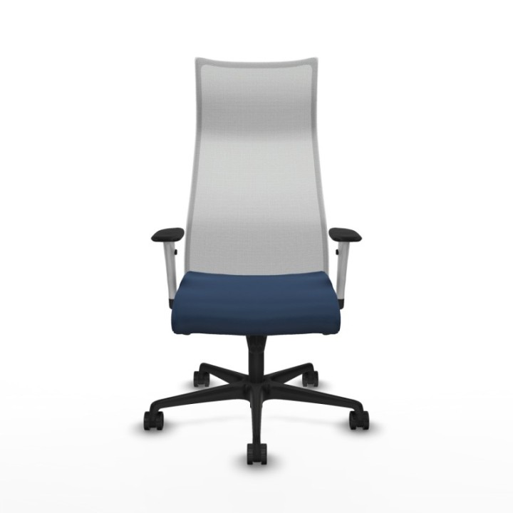 Albacete malla sincro malla blanca similpiel azul marino brazos blancos base nailon ruedas 65 mm nailon