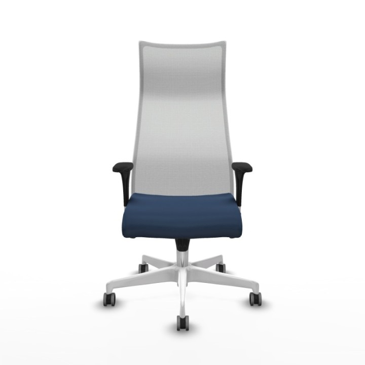 Albacete malla sincro malla blanca similpiel azul marino brazos 1D base blanca ruedas 65mm engomadas