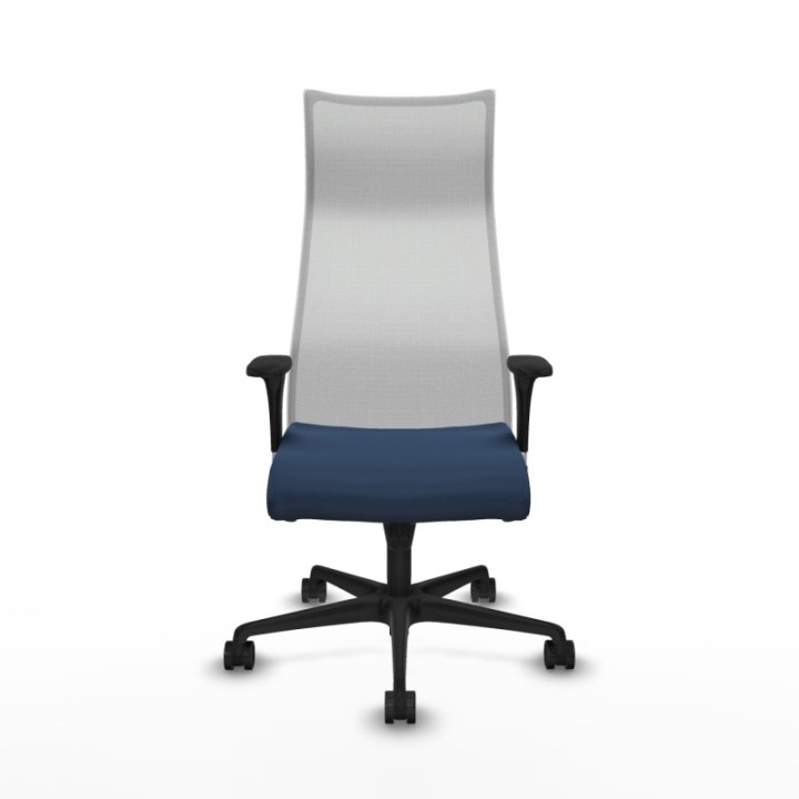 Albacete malla sincro malla blanca similpiel azul marino brazos 1D base nailon ruedas 65 mm nailon