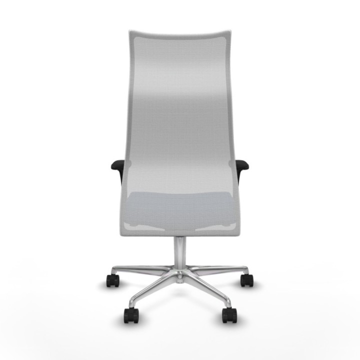 Albacete malla sincro malla blanca similpiel azul marino brazos 1D base aluminio ruedas 65 mm nailon