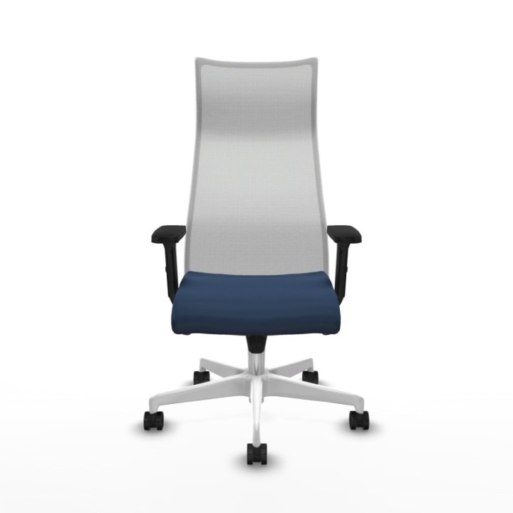 Albacete malla sincro malla blanca similpiel azul marino brazos 2D base blanca ruedas 65 mm nailon