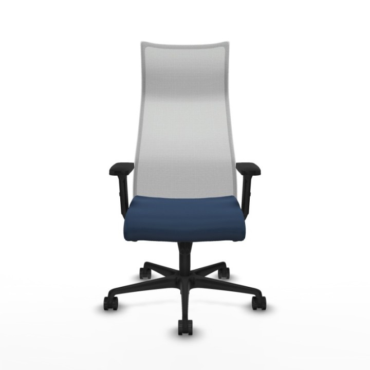 Albacete malla sincro malla blanca similpiel azul marino brazos 2D base nailon ruedas 65 mm nailon