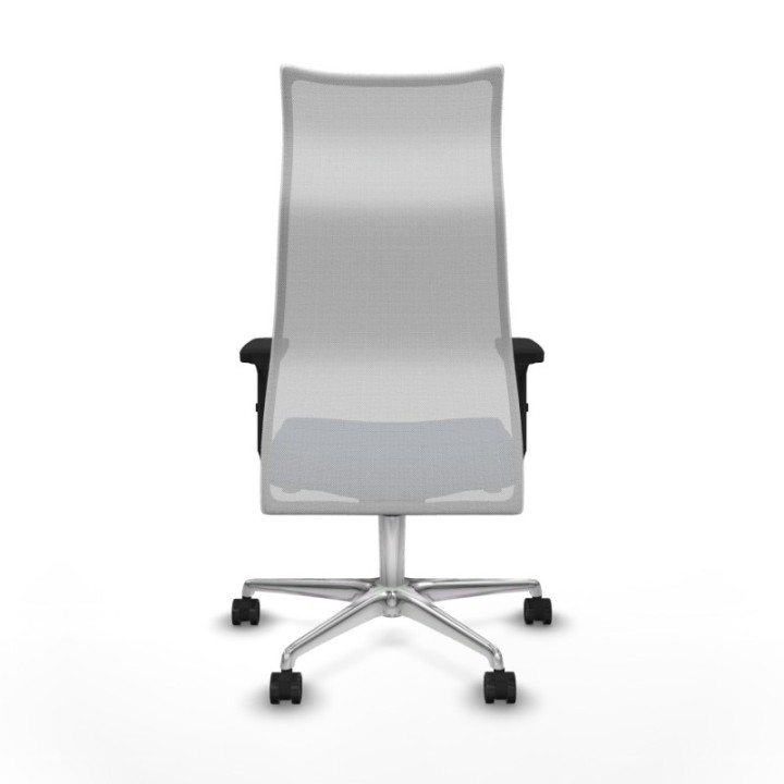 Albacete malla sincro malla blanca similpiel azul marino brazos 2D base aluminio ruedas 65 mm nailon