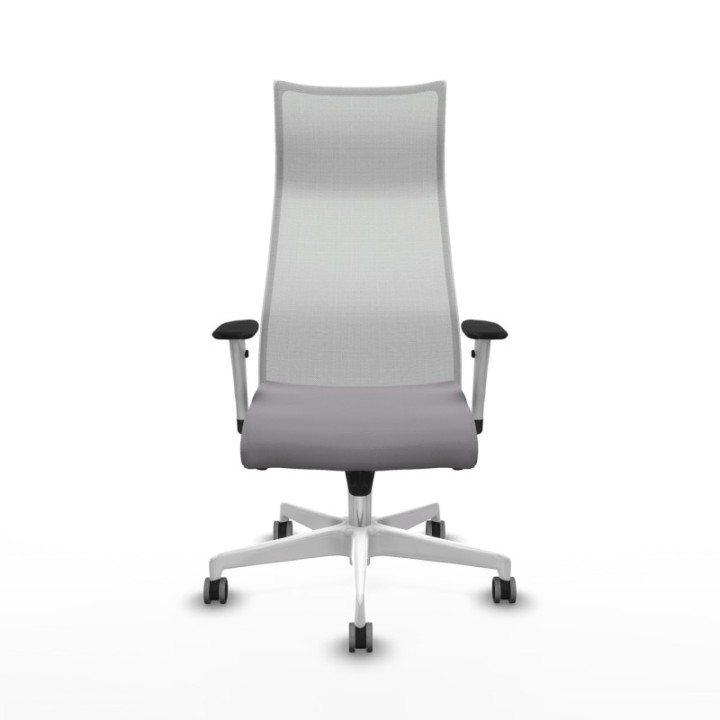 Albacete malla sincro malla blanca similpiel gris brazos blancos base blanca ruedas 65mm engomadas