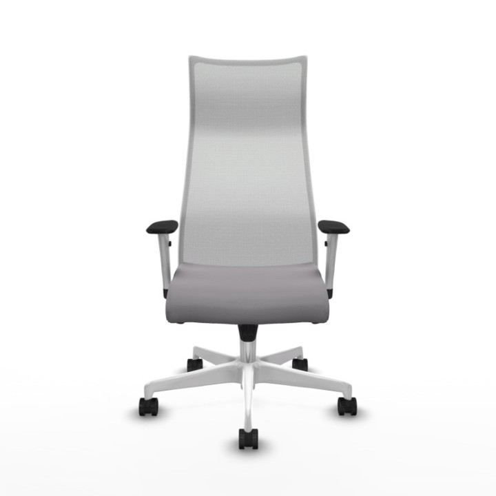 Albacete malla sincro malla blanca similpiel gris brazos blancos base blanca ruedas 65 mm nailon