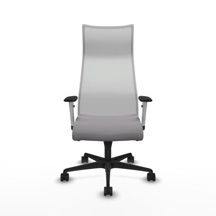 Albacete malla sincro malla blanca similpiel gris brazos blancos base nailon ruedas 65 mm nailon