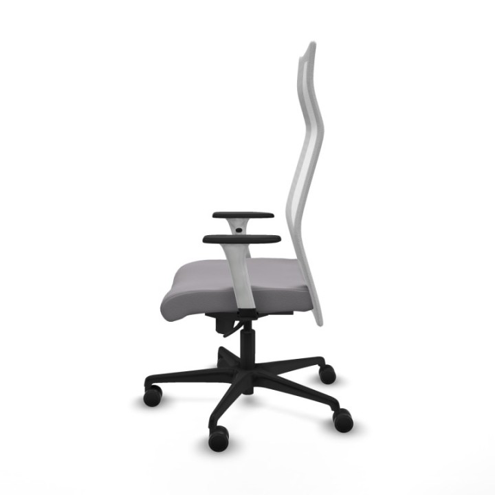 Albacete malla sincro malla blanca similpiel gris brazos blancos base nailon ruedas 65 mm nailon