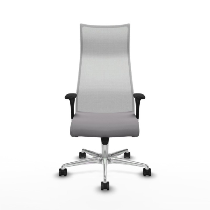 Albacete malla sincro malla blanca similpiel gris brazos 1D base aluminio ruedas 65 mm nailon