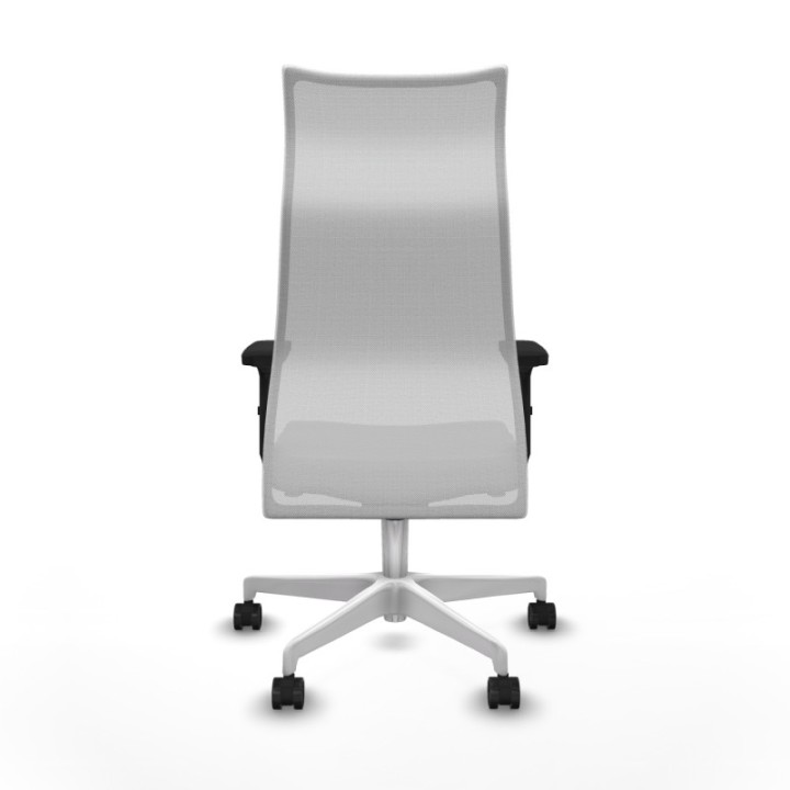 Albacete malla sincro malla blanca similpiel gris brazos 2D base blanca ruedas 65 mm nailon