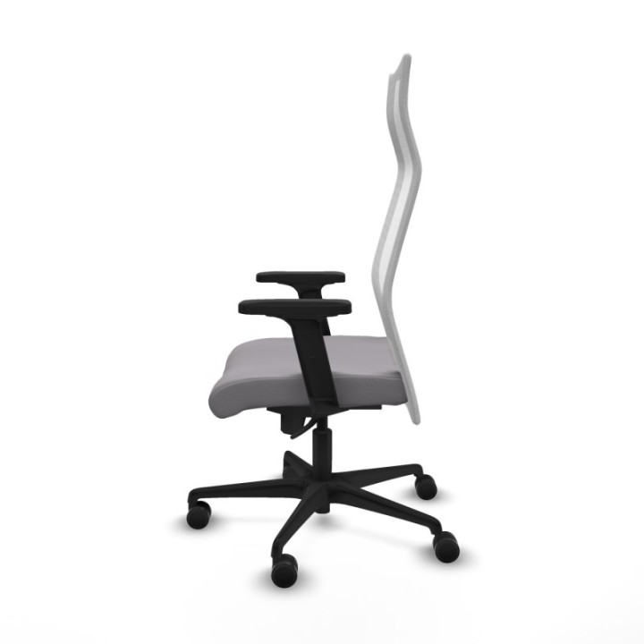 Albacete malla sincro malla blanca similpiel gris brazos 2D base nailon ruedas 65 mm nailon