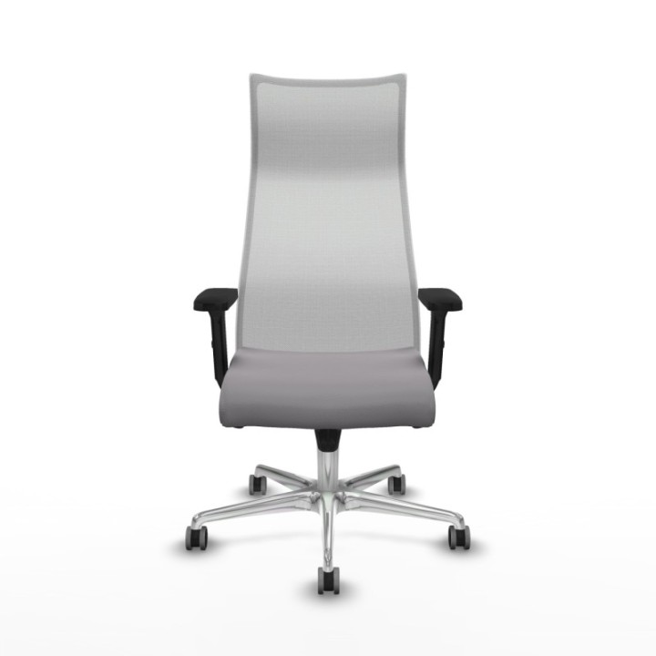 Albacete malla sincro malla blanca similpiel gris brazos 2D base aluminio ruedas 65mm engomadas