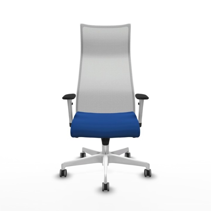 Albacete malla sincro malla blanca similpiel azul brazos blancos base blanca ruedas 65mm engomadas