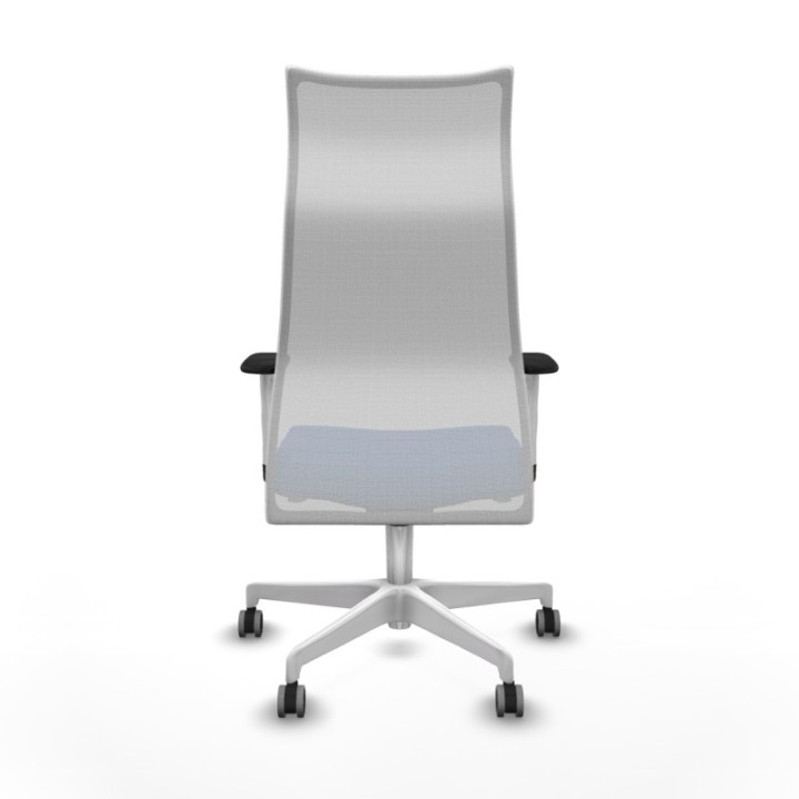 Albacete malla sincro malla blanca similpiel azul brazos blancos base blanca ruedas 65mm engomadas