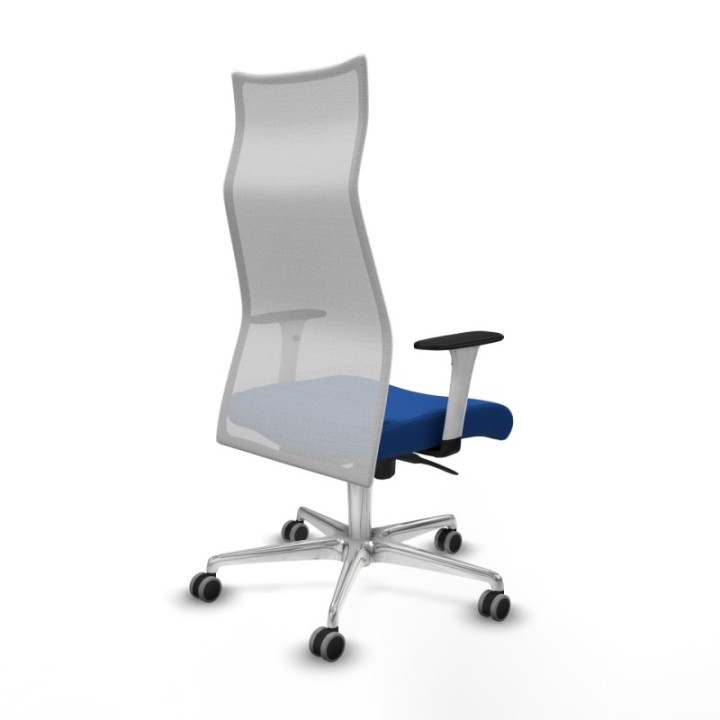 Albacete malla sincro malla blanca similpiel azul brazos blancos base aluminio ruedas 65mm engomadas