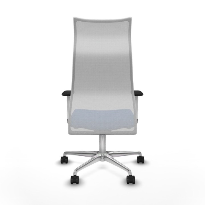 Albacete malla sincro malla blanca similpiel azul brazos blancos base aluminio ruedas 65 mm nailon