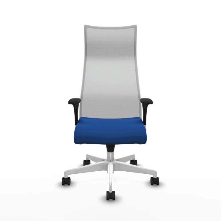 Albacete malla sincro malla blanca similpiel azul brazos 1D base blanca ruedas 65 mm nailon