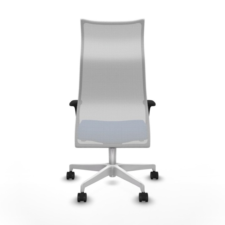 Albacete malla sincro malla blanca similpiel azul brazos 1D base blanca ruedas 65 mm nailon